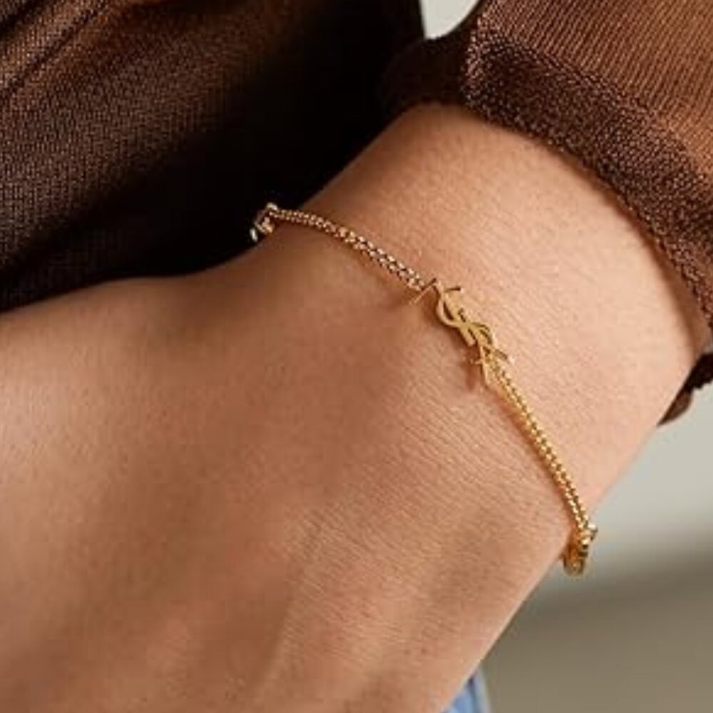 Saint Laurent Cassandre Charm Logo Bracelet